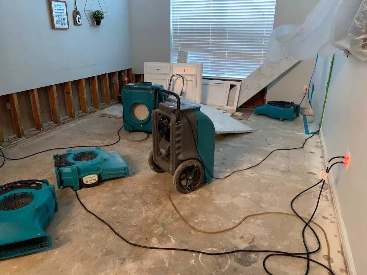 Dehumidifier in flood-cut room for Water Damage Restoration in Lake Butler