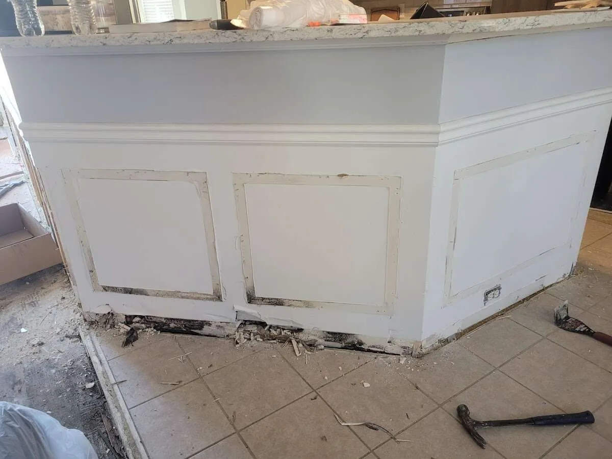Water damage and mold on kitchen during Storm Damage Restoration in Lake Butler